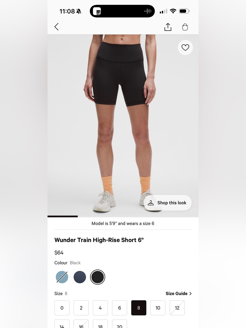 Winder train High-Rise Short 6" - Black